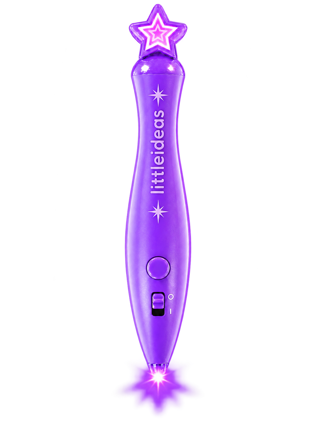The Glow Buddy Light Pen — a purple star-topped wand with a glowing tip.